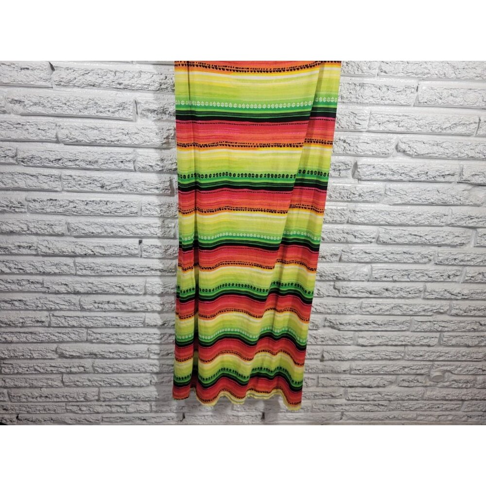 Rouge 3X Plus Size Dress Fluorescent Red Striped Midi Slip STR220E - Picture 5 of 11